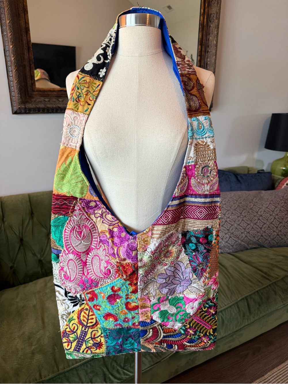 Large Hand Stitched Boho Satchel